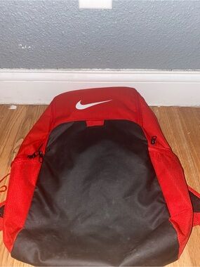 Nike Red and Black Men's Backpack with White Swoosh